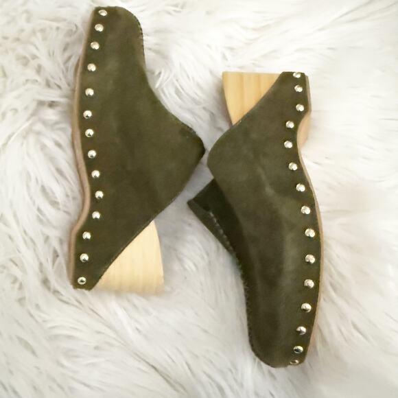 KELSI DAGGER x ANTHROPOLOGIE | Brooklyn Journal Clogs Olive Green Mules | Size 7 - Picture 3 of 9